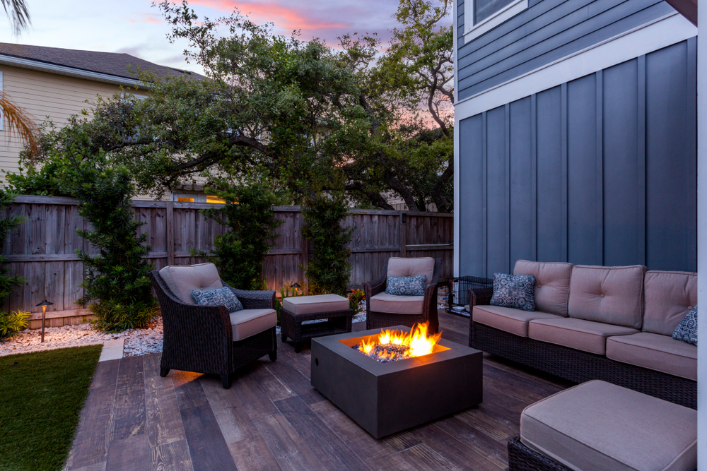 outdoor living space with fire pit